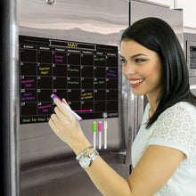 Load image into Gallery viewer, Dry Erase Magnet Calendar for Fridge - Black - XOXO Parents