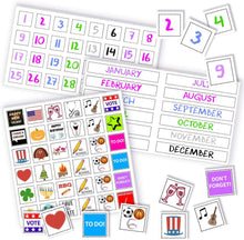 Load image into Gallery viewer, Magnetic Month Labels, Dates & Holidays (White) - XOXO Parents