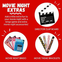 Load image into Gallery viewer, Movie Night Gift Basket – 42-Piece Gift Box with Popcorn, Candy, Snacks &amp; Bingo – Birthdays, Date Night, Family, Kids, Adults, Mom, Dad, Teens, Christmas, Mothers Day, Fathers Day, Raffle &amp; Fundraiser
