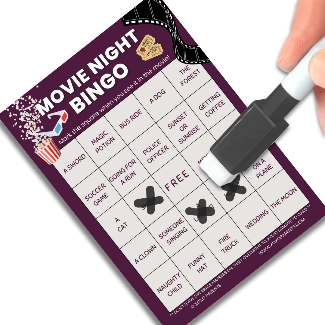 Movie Night Bingo Cards - XOXO Parents