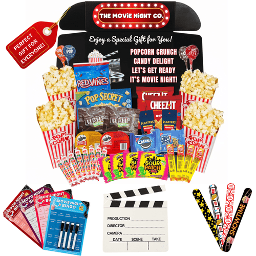 Movie Night Co.™ Gift Box Set Snacks + Movie Night Bingo & More - XOXO Parents