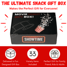 Load image into Gallery viewer, Movie Night Gift Basket – 42-Piece Gift Box with Popcorn, Candy, Snacks &amp; Bingo – Birthdays, Date Night, Family, Kids, Adults, Mom, Dad, Teens, Christmas, Mothers Day, Fathers Day, Raffle &amp; Fundraiser - XOXO Parents
