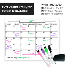 Load image into Gallery viewer, Dry Erase Calendar for Fridge - White - XOXO Parents
