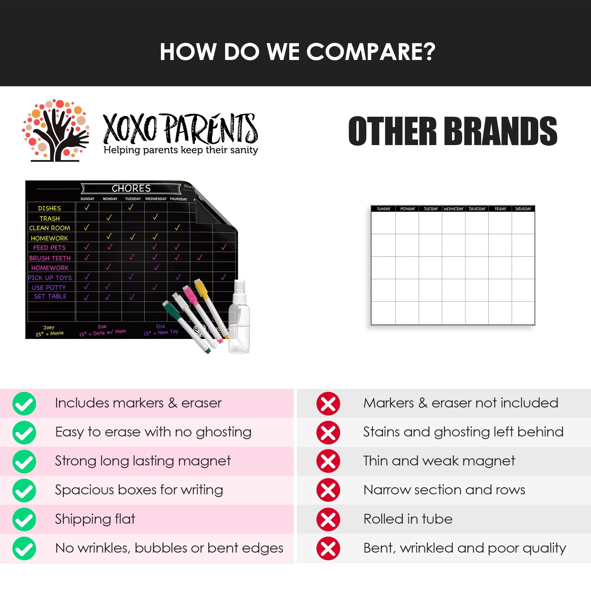 Magnet Chore Chart for Kids - Black - XOXO Parents