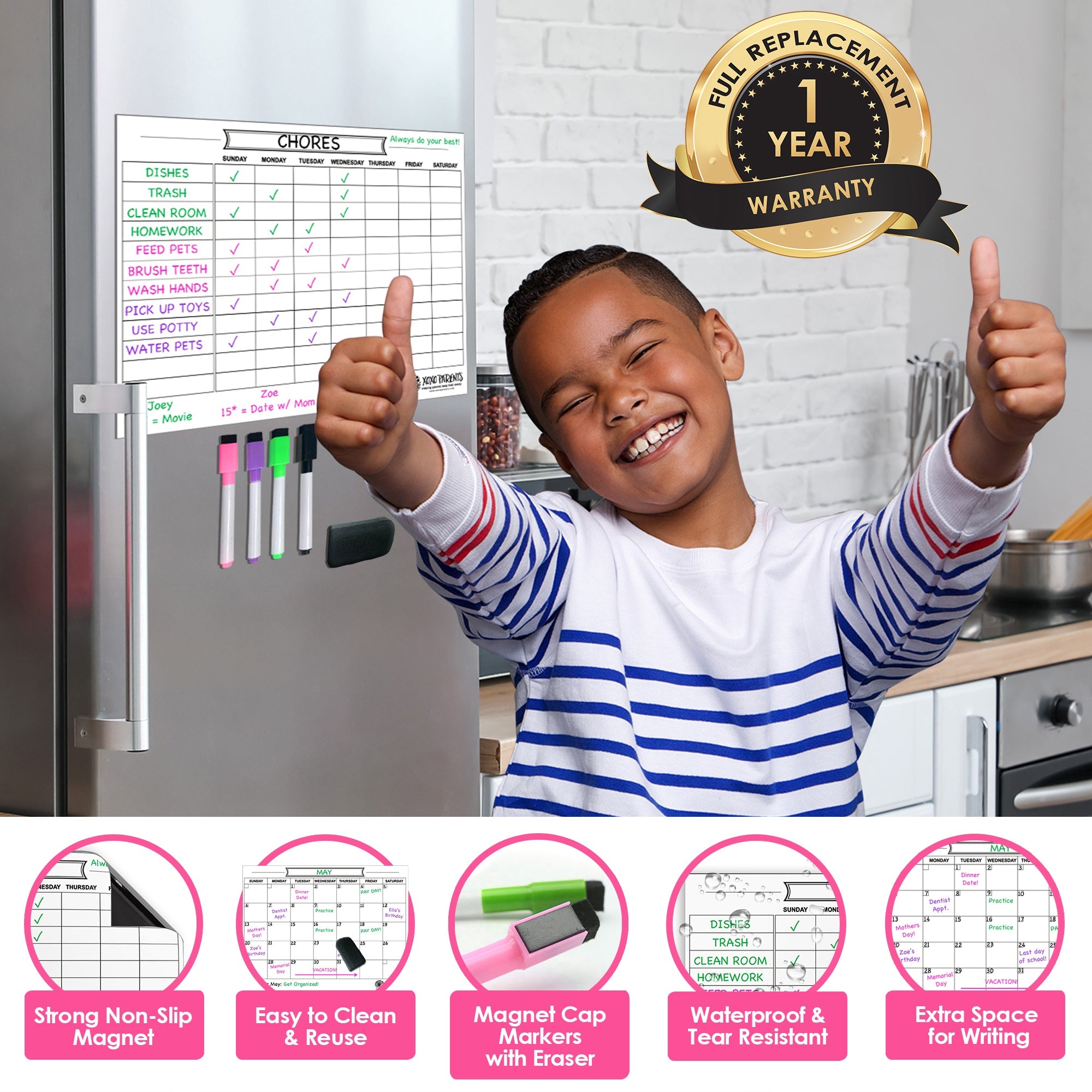 Magnet Chore Chart for Kids - White - XOXO Parents