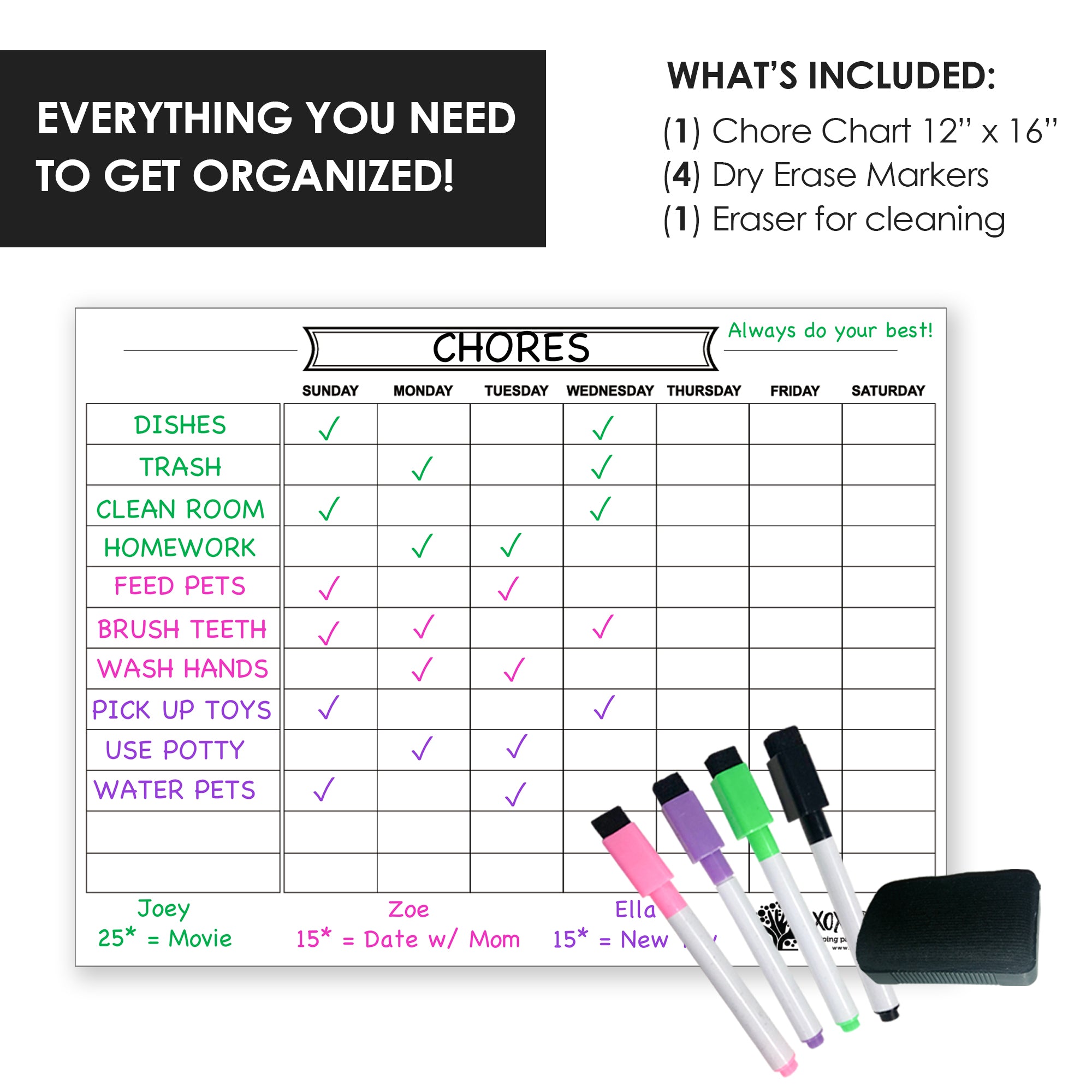 Magnet Chore Chart for Kids - White - XOXO Parents