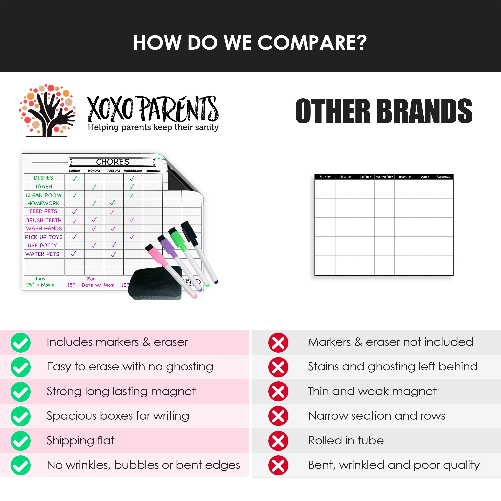 Magnet Chore Chart for Kids - White - XOXO Parents