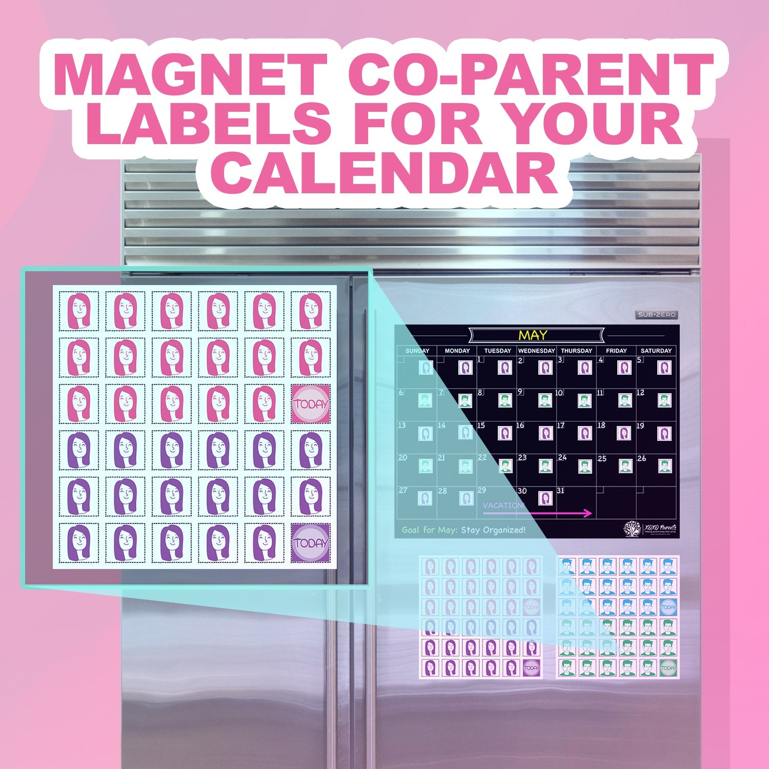 Magnetic CoParenting Labels for Calendar - XOXO Parents