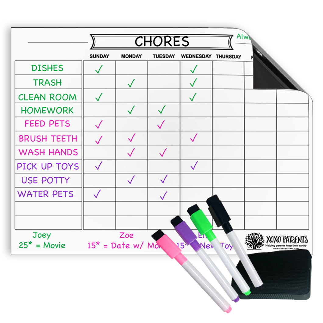 Magnet Chore Chart for Kids - White - XOXO Parents